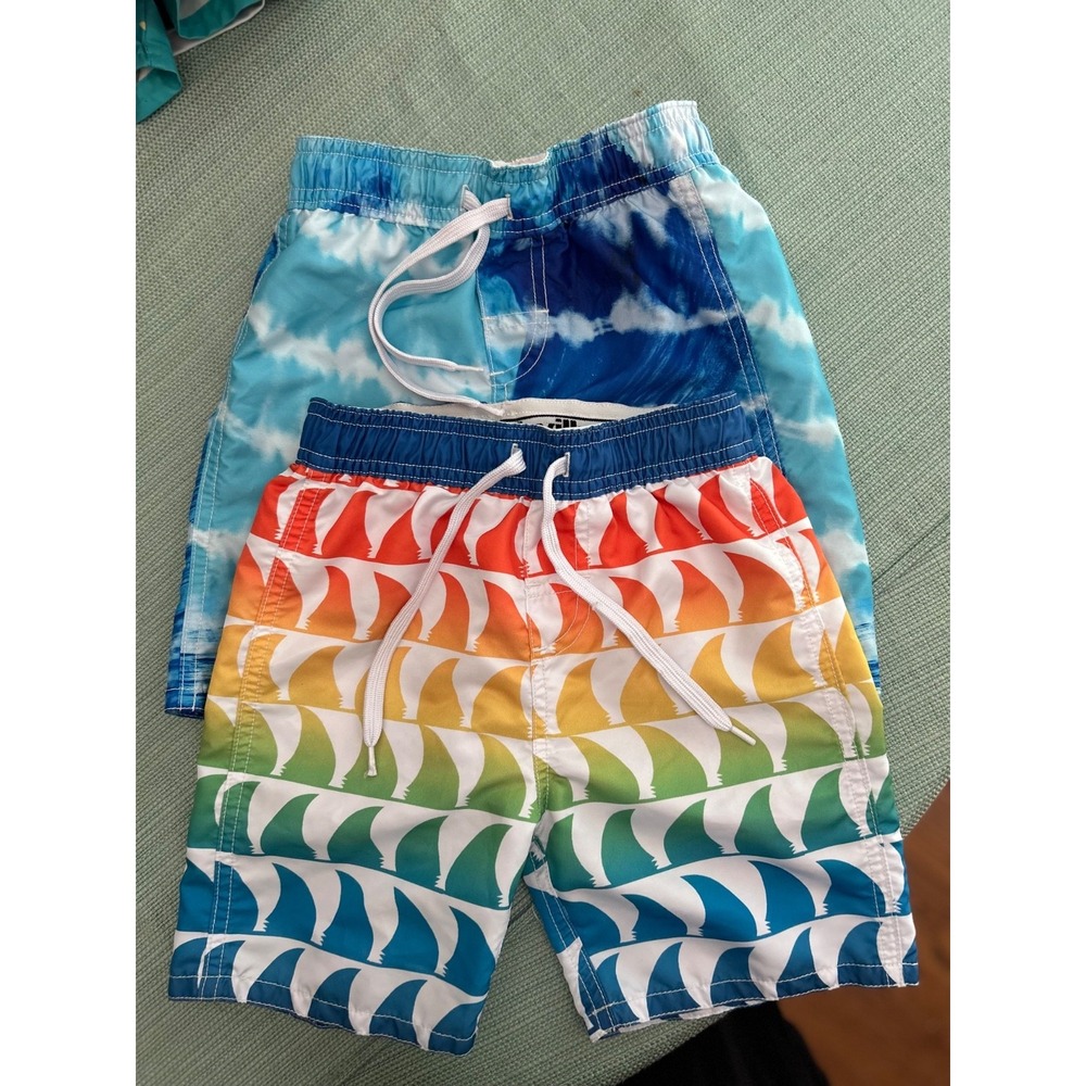 Lot Of 2 Wes Willy Boys 4T Swim Trunk Shorts Beach Surf Sharks EUC